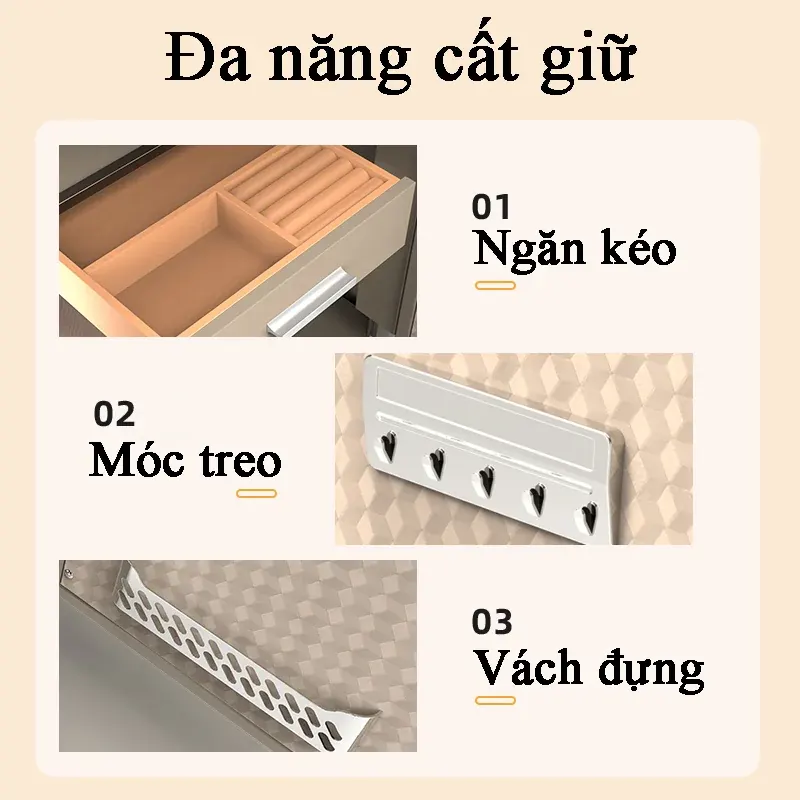 Minh họa ngăn kéo, móc treo và vách đựng của dòng BOFAN từ tài liệu Bofa