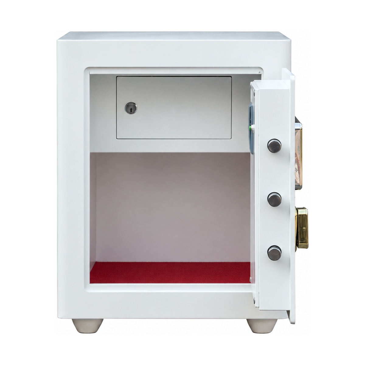 Két sắt Lạc Hồng VSC51 Pro – màu trắng, mở cánh, khoang chứa bên trong