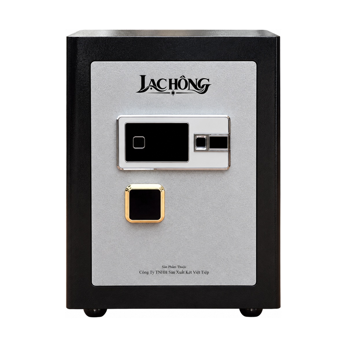 Két sắt Lạc Hồng VSC65 PRO màu đen bạc, đóng cửa, mặt trước