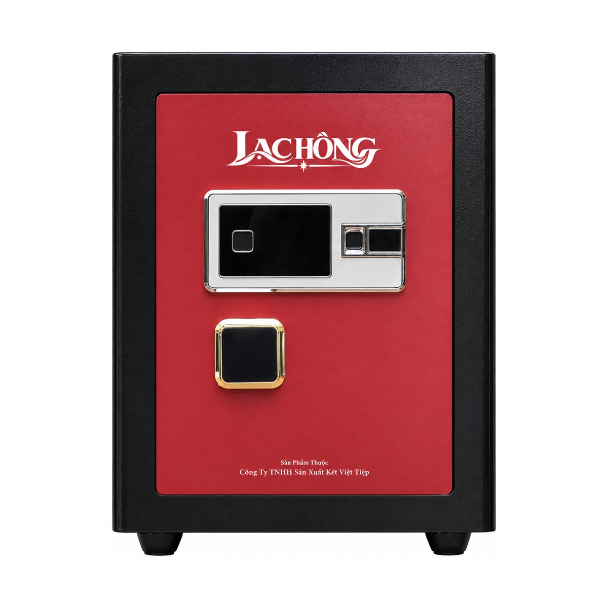 Két sắt Lạc Hồng VSC65 PRO màu đen đỏ, đóng cửa, mặt trước