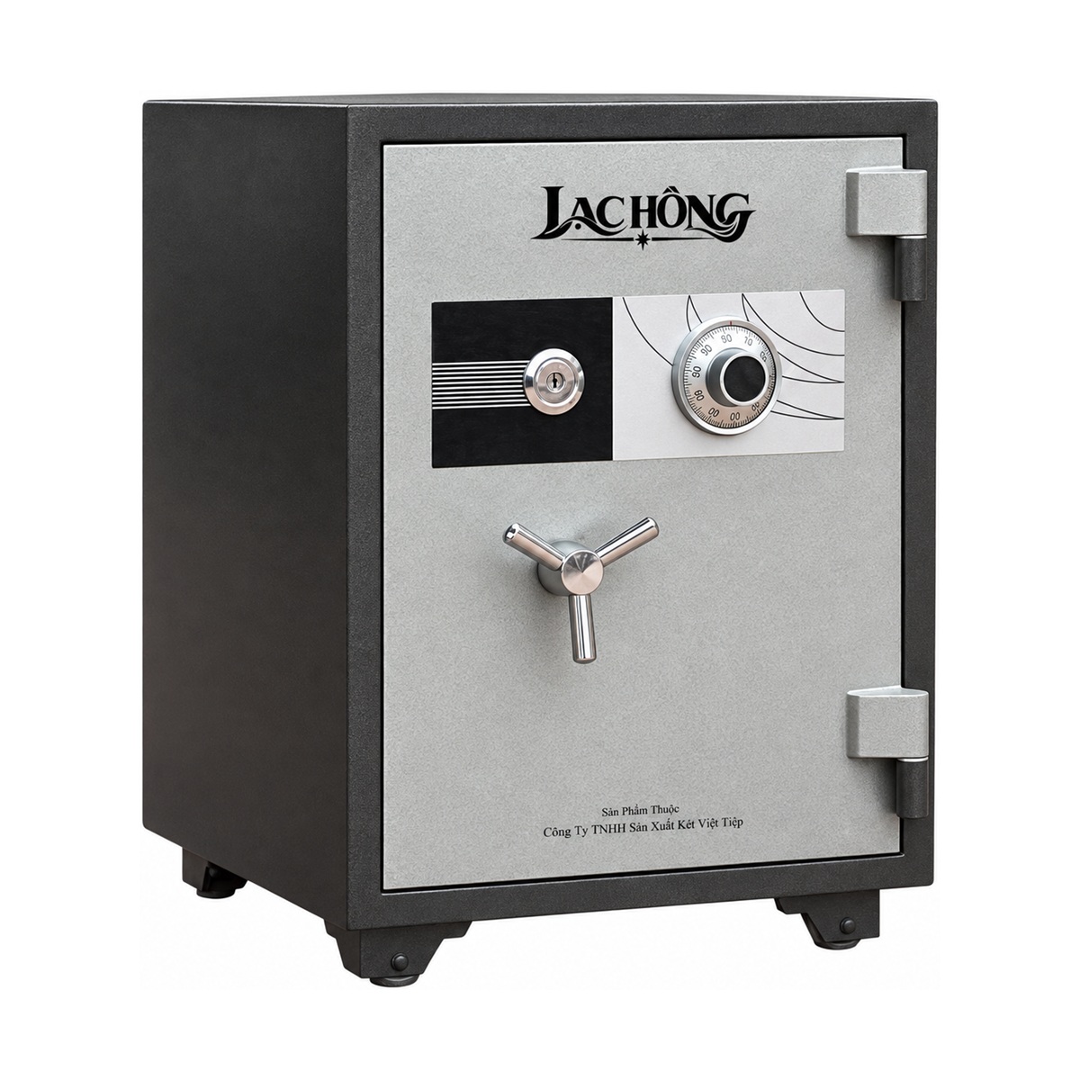Két sắt Lạc Hồng SC720 A màu đen bạc, đóng cửa, mặt trước