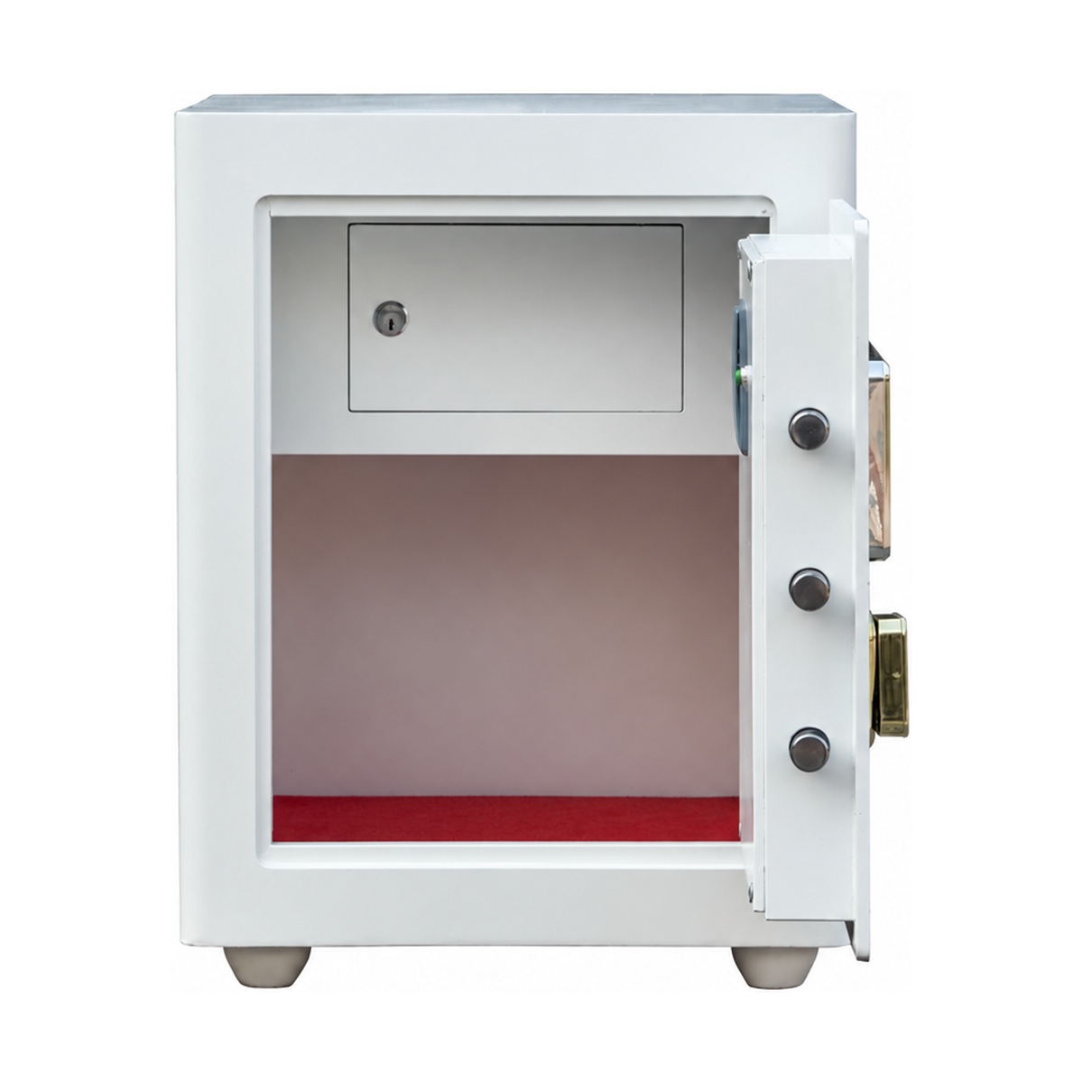 Két sắt Lạc Hồng VSC51 Ultra – màu trắng, mở cánh, khoang chứa bên trong