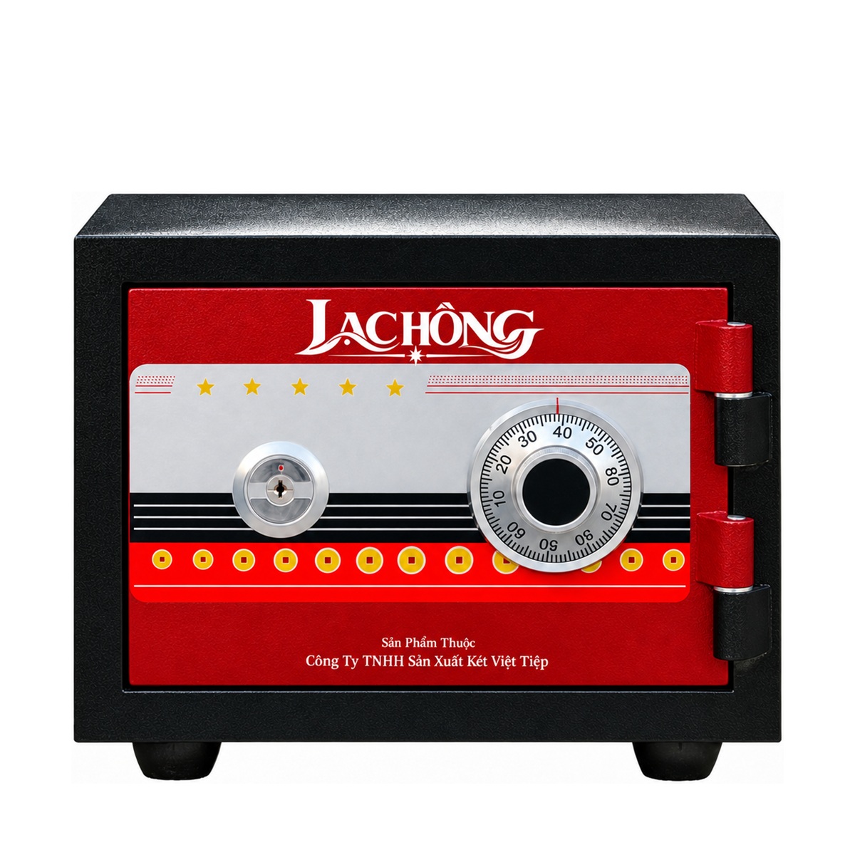 Két sắt Lạc Hồng KE28 A màu Đen Đỏ, mặt trước và khóa cơ