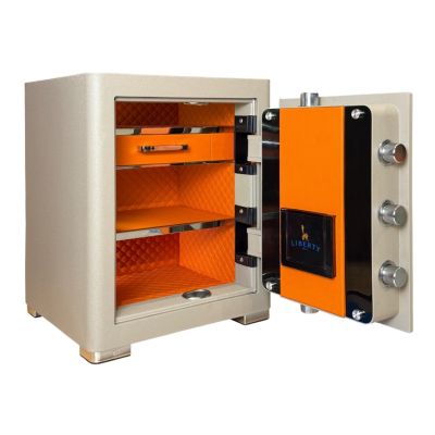 Két sắt Liberty LB58Pro – màu vàng gold, mở cánh, khoang chứa bên trong