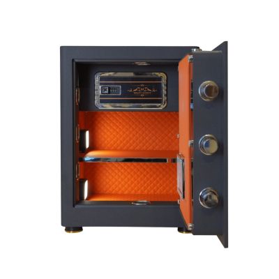 Két sắt Liberty LB58S – màu xám, mở cánh, khoang chứa bên trong