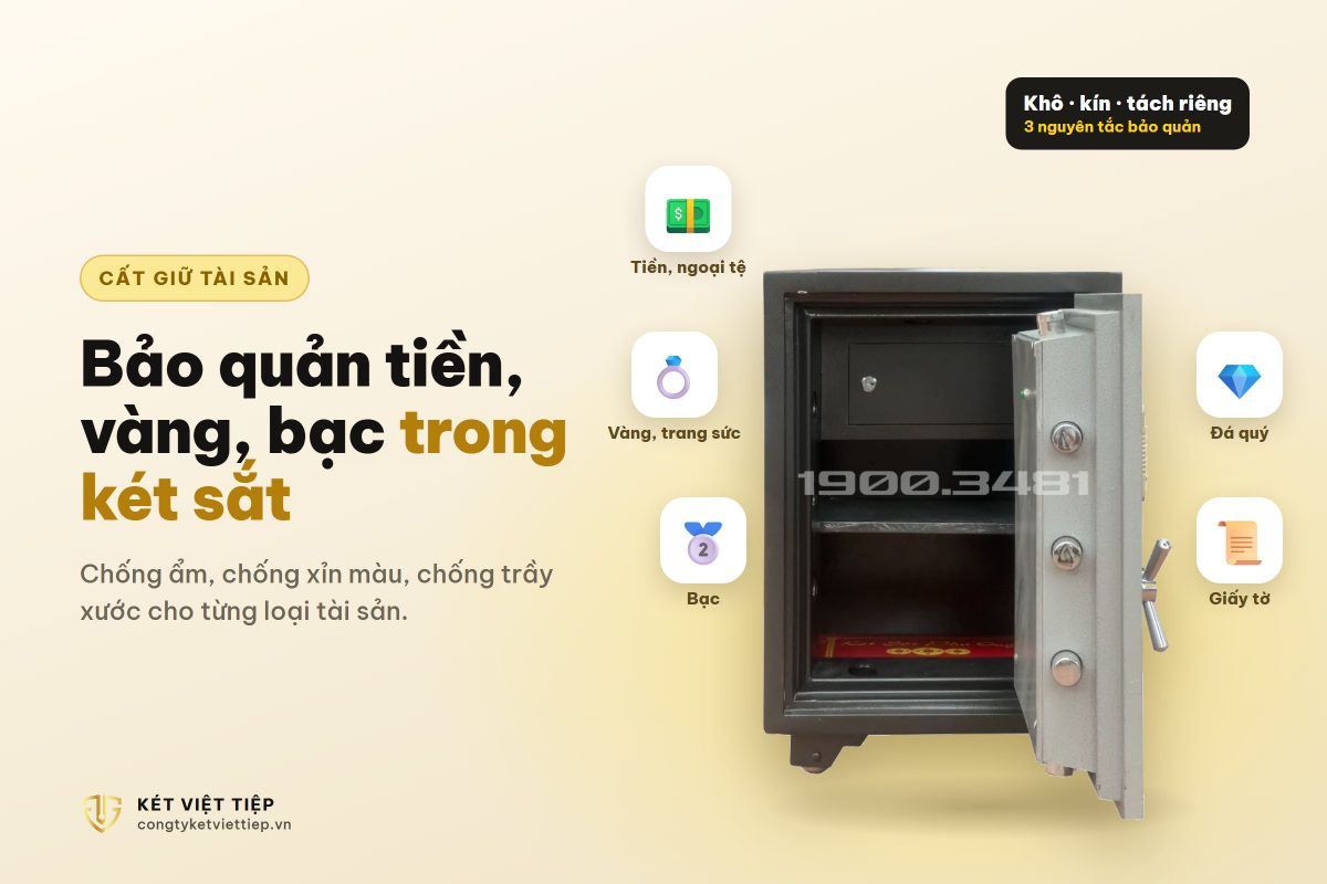 Bảo quản tiền, vàng, bạc, trang sức trong két sắt