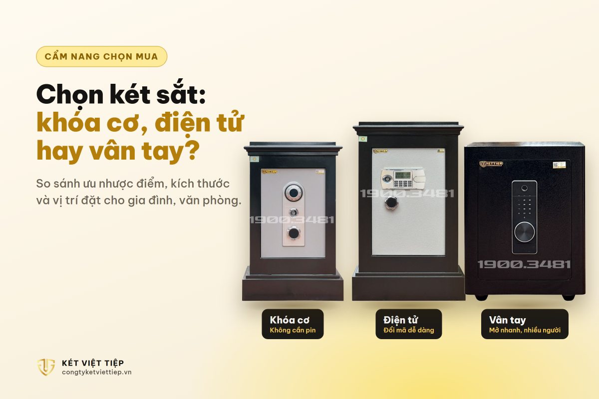Chọn két sắt khóa cơ, điện tử hay vân tay: ba mẫu két Lạc Hồng KR76, KR89 E, VSC51 Pro D