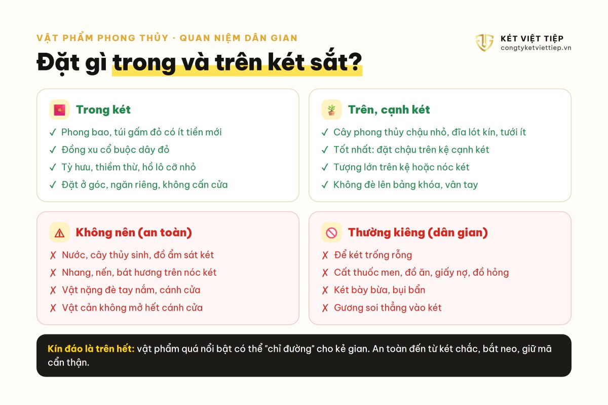 Nên và không nên đặt gì trong và trên két sắt theo phong thủy và an toàn